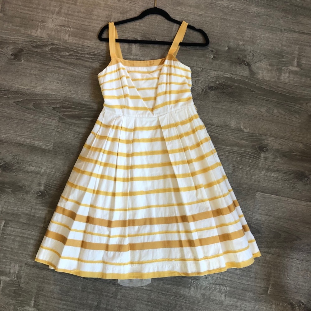 Anthropologie yellow and white striped cotton sundress
